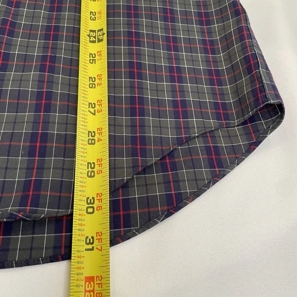 J Crew Men’s Tattersall Slim Flex Wrinkle Free Long Sleeve Button Front Shirt XL
